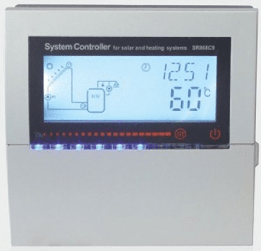 Пример типового теплового контроллера для солнечной водонагревательной установки (гелиосистемы)